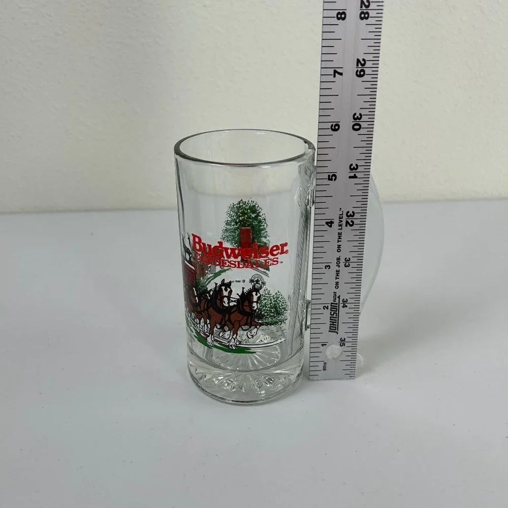 Budweiser Beer Stein‎ Mug Vintage Glass Clydesdales Horses Christmas 1991